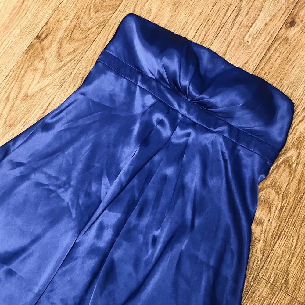 Onyx Nite Blue Ruched Pleated Strapless Polyester Dress Size 10